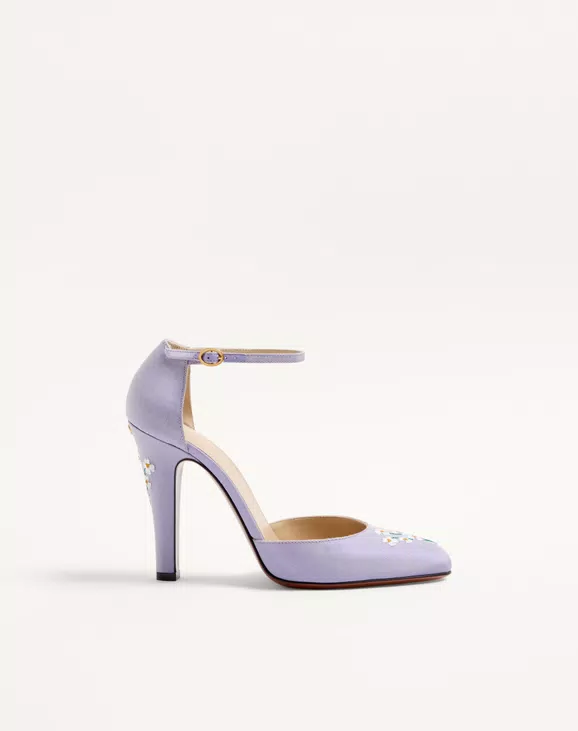 Valentino Hi Dolly Fabric Pumps With Floral Embroidery 105Mm - Image 1